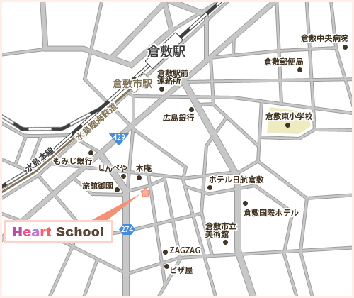 地図 〒710-0822 岡山県倉敷市稲荷町3-1 谷口ビル202